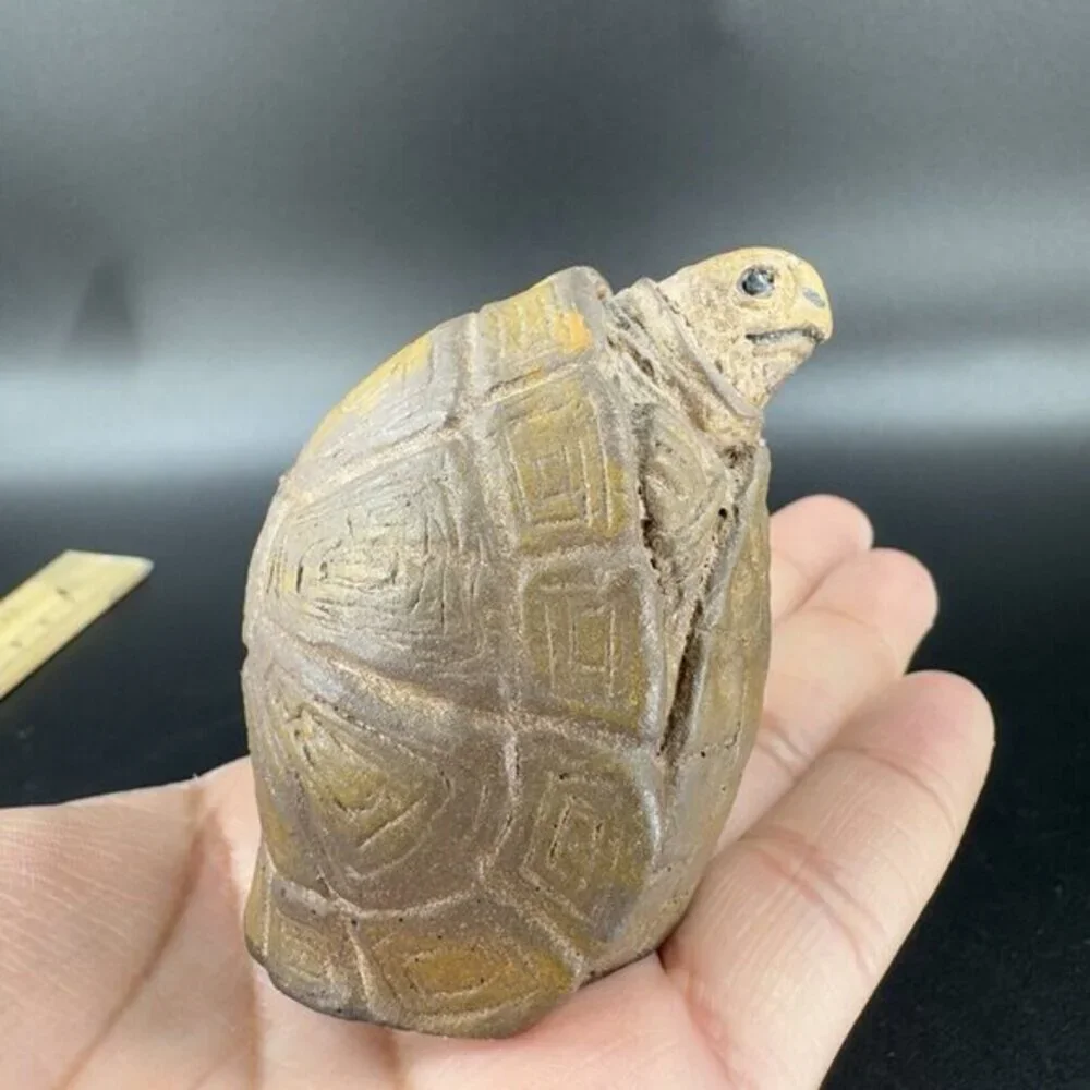 Vintage Whimsical Resin Turtle Figurine Brown‎ Textured Figure Anthropomorphic